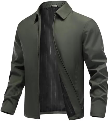 Men's Lightweight Collared Zip Jacket – Minimalist Shirt-Collar