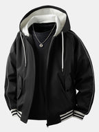 Men's Relaxed Hooded Bomber Jacket – Contrast Lined Zip-Up Outerwear
