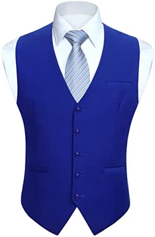 Men's Plain Formal Waistcoat with V-Neck and Welt Pockets