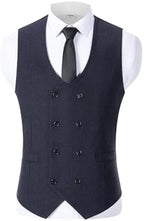 Men's Double-Breasted wool-blend Tweed Waistcoat with V-Neck