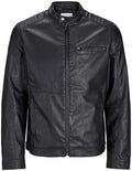 Men's Panelled Faux-Leather Biker Jacket