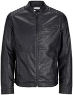 Men's Panelled Faux-Leather Biker Jacket
