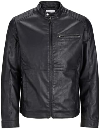 Men's Panelled Faux-Leather Biker Jacket