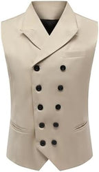 Men's Double-Breasted Suit Waistcoat with Notched Lapels