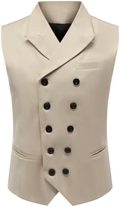 Men's Double-Breasted Suit Waistcoat with Notched Lapels