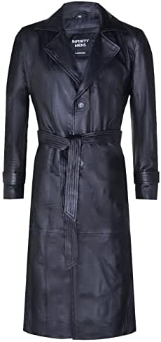 Men's Lamb Nappa leather-look Trench Coat with Tie Belt