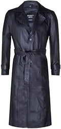 Men's Lamb Nappa leather-look Trench Coat with Tie Belt