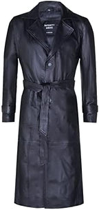 Men's Lamb Nappa leather-look Trench Coat with Tie Belt