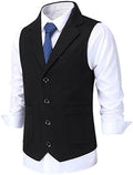 Men's wool-blend Tweed Waistcoat with Notched Lapels and Patch Pockets