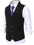 Men's wool-blend Tweed Waistcoat with Notched Lapels and Patch Pockets