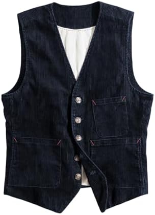 Men's Vintage Corduroy Waistcoat – Classic V-Neck Buttoned Vest