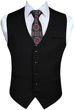 Men's Plain Formal Waistcoat with V-Neck and Welt Pockets