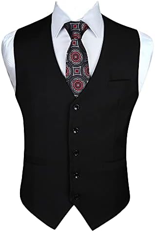 Men's Plain Formal Waistcoat with V-Neck and Welt Pockets