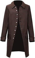 Men's Vintage Long Coat with Button Front and Turn-Back Cuffs