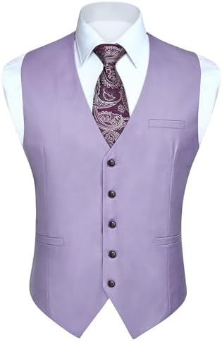 Men's Plain Formal Waistcoat with V-Neck and Welt Pockets