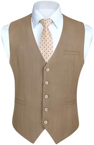 Men's Plain Formal Waistcoat with V-Neck and Welt Pockets