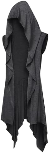 Men's Sleeveless Hooded Cardigan with Waterfall Front