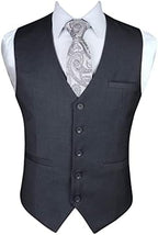 Men's Plain Formal Waistcoat with V-Neck and Welt Pockets