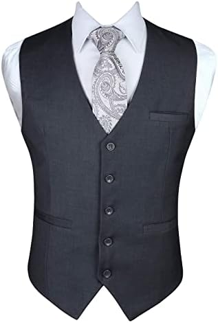 Men's Plain Formal Waistcoat with V-Neck and Welt Pockets