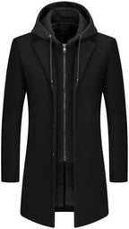 Men's Hooded Wool Blend Winter Coat – Long Tailored Overcoat