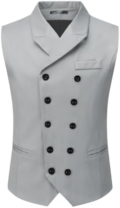 Men's Double-Breasted Suit Waistcoat with Notched Lapels