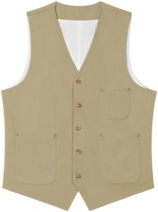 Men's Vintage Corduroy Waistcoat – Classic V-Neck Buttoned Vest