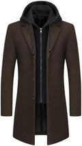 Men's Hooded Wool Blend Winter Coat – Long Tailored Overcoat