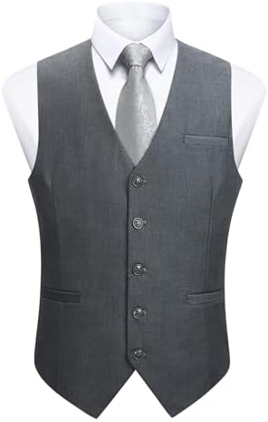 Men's Plain Formal Waistcoat with V-Neck and Welt Pockets