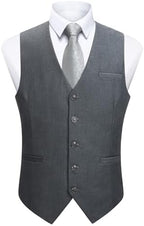 Men's Plain Formal Waistcoat with V-Neck and Welt Pockets