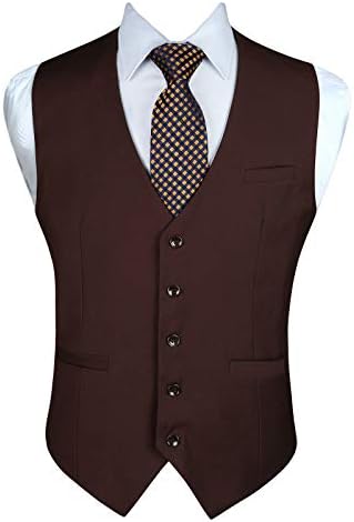 Men's Plain Formal Waistcoat with V-Neck and Welt Pockets