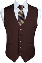 Men's Plain Formal Waistcoat with V-Neck and Welt Pockets