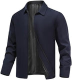 Men's Lightweight Collared Zip Jacket – Minimalist Shirt-Collar