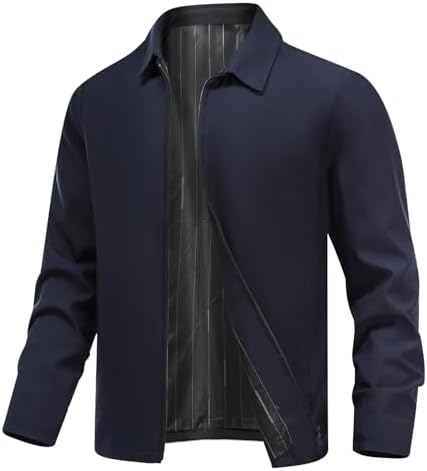 Men's Lightweight Collared Zip Jacket – Minimalist Shirt-Collar
