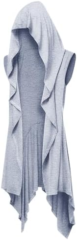 Men's Sleeveless Hooded Cardigan with Waterfall Front