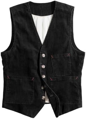 Men's Vintage Corduroy Waistcoat – Classic V-Neck Buttoned Vest