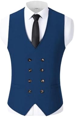 Men's Double-Breasted wool-blend Tweed Waistcoat with V-Neck