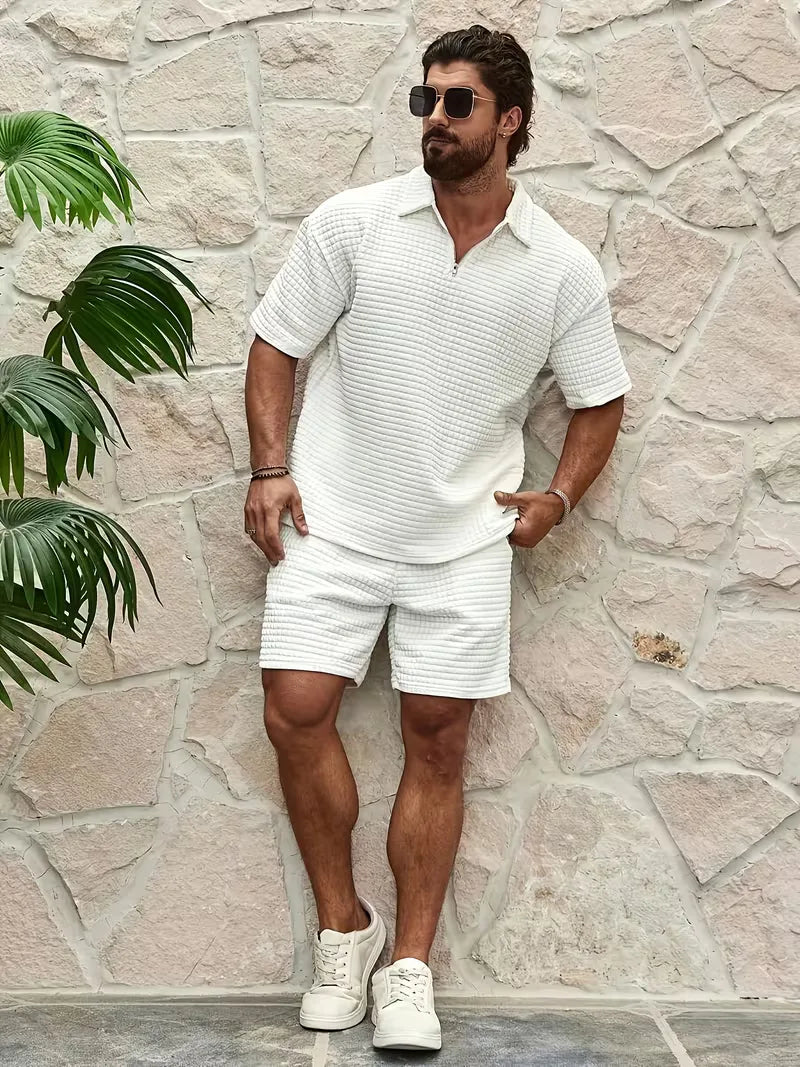 Men's Textured Top and Shorts Co-Ord