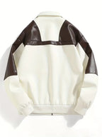 Men's Panelled Faux Leather Zip Jacket