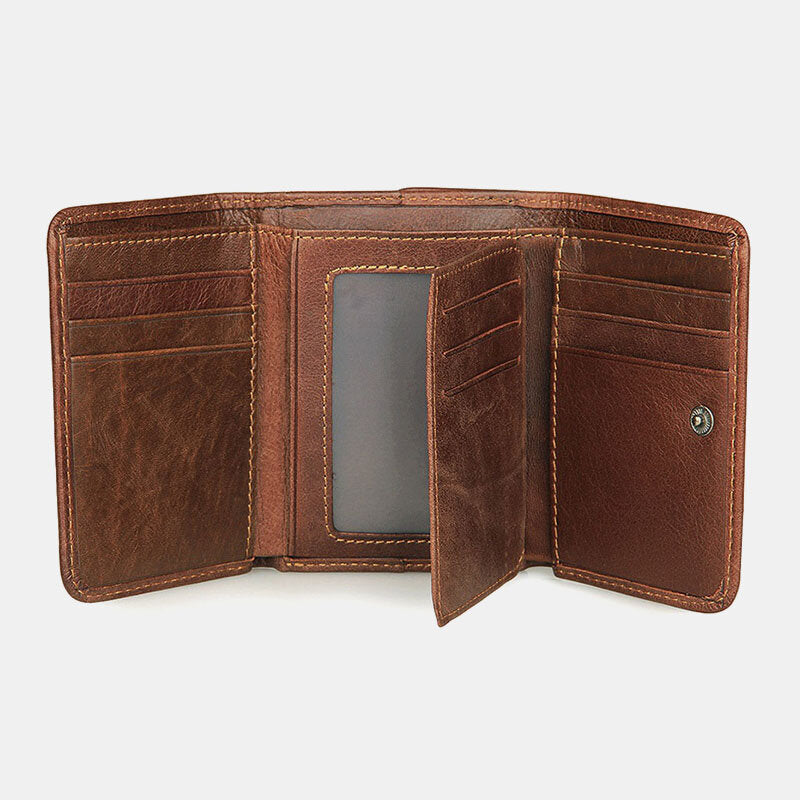 Men's leather-look RFID Trifold Wallet – Vintage Compact Card Holder