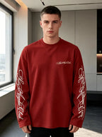 Men's Crew-Neck Longsleeve with Script Graphics – Six Colours