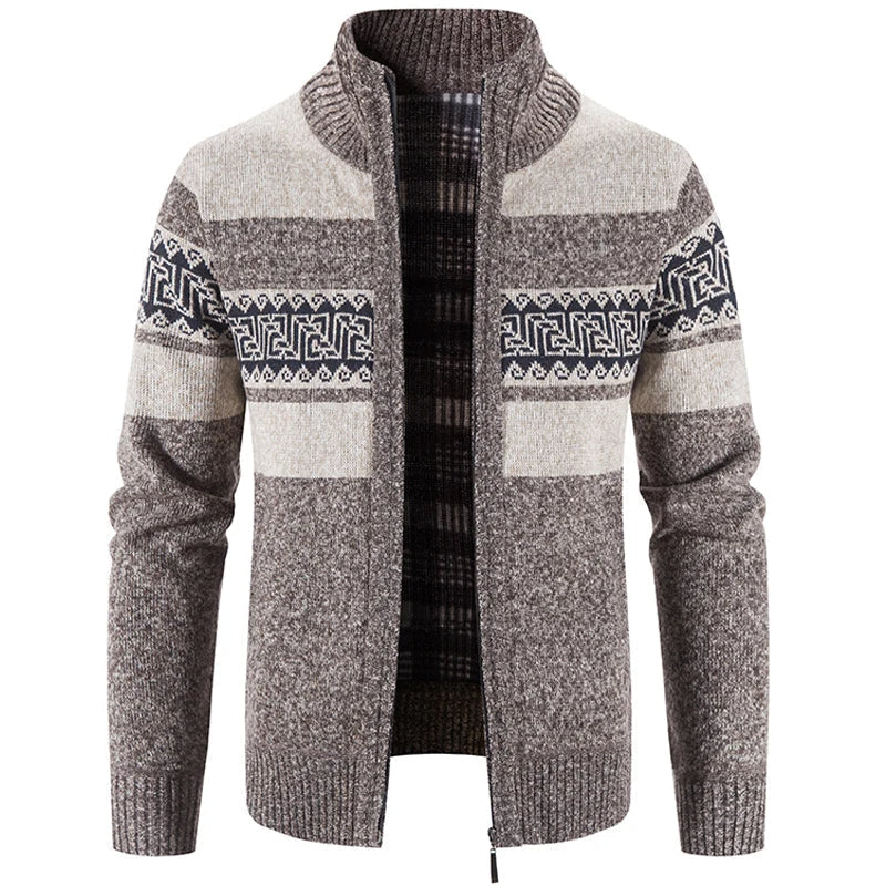 Men's Warm Knitted Zip-Up Jacket – Soft Stand-Collar Sweater