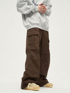 Men's Baggy Cargo Work Pants – Heavy Duty Utility Trousers in Black or Dark Brown