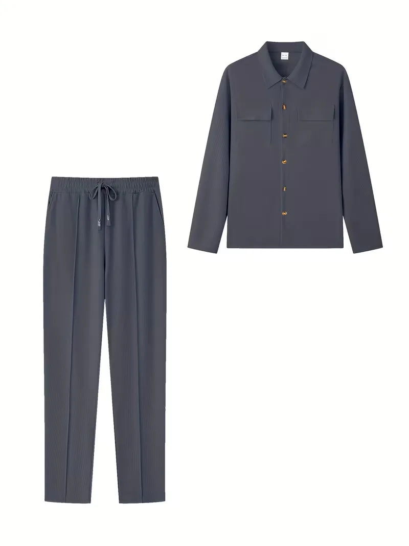 Men's Button-Up Bomber Jacket with Chest Pockets