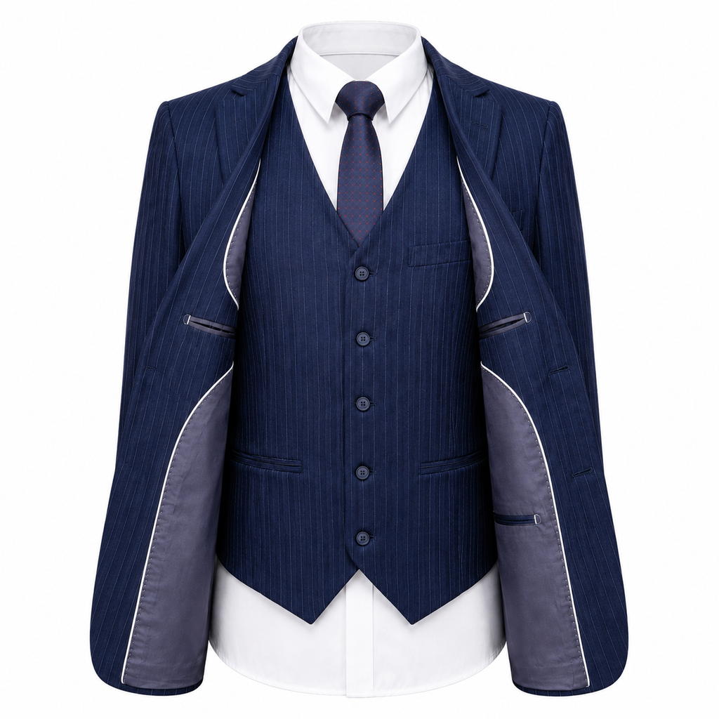 Men's Double-Breasted Tweed Three-Piece Suit