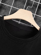 Men's Dark Longsleeve with White Script Print on Sleeves and Chest