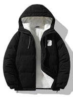 Men's Hooded Corduroy Puffer Jacket – Plush Teddy Fleece Lining