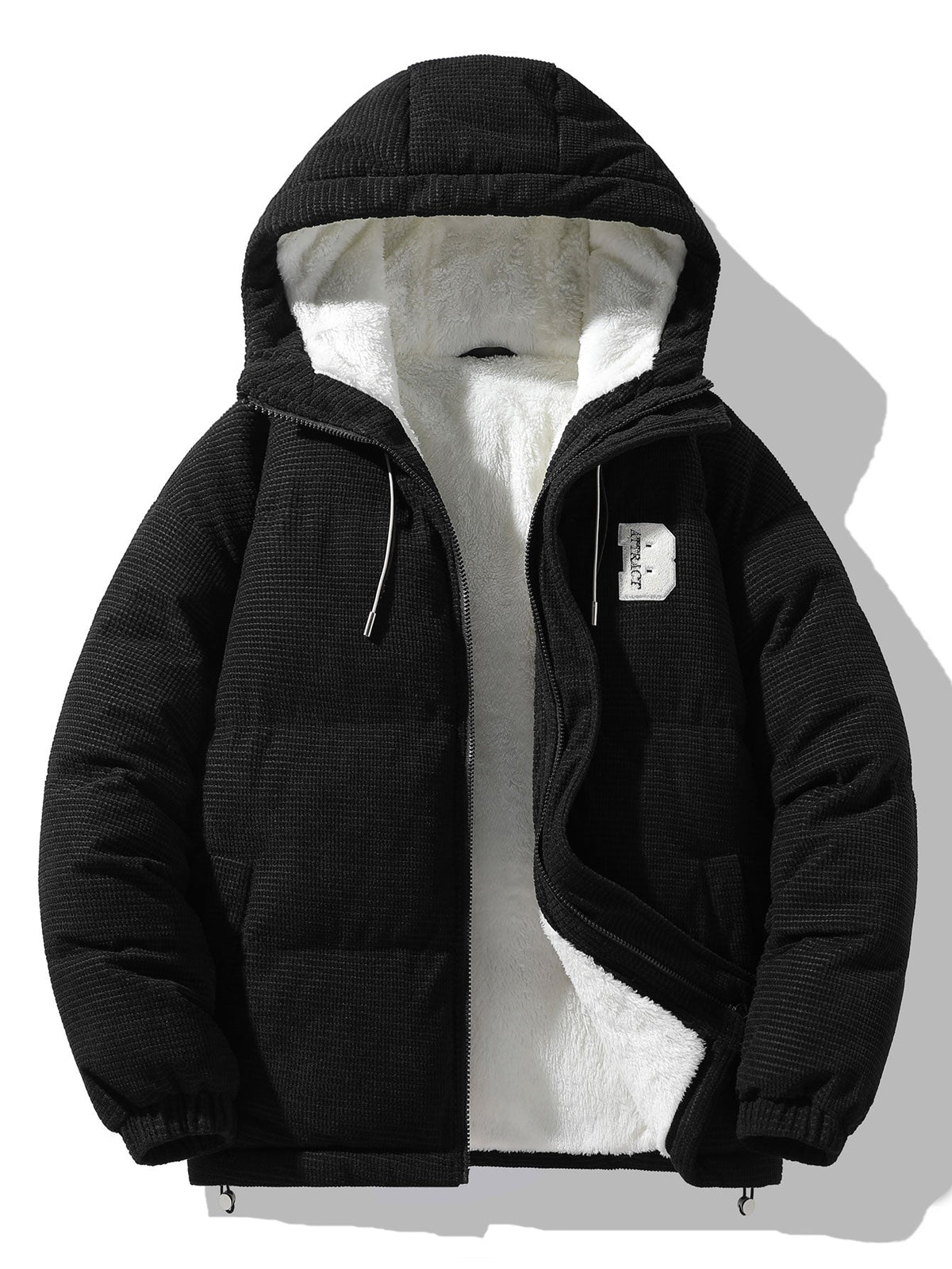 Men's Hooded Corduroy Puffer Jacket – Plush Teddy Fleece Lining