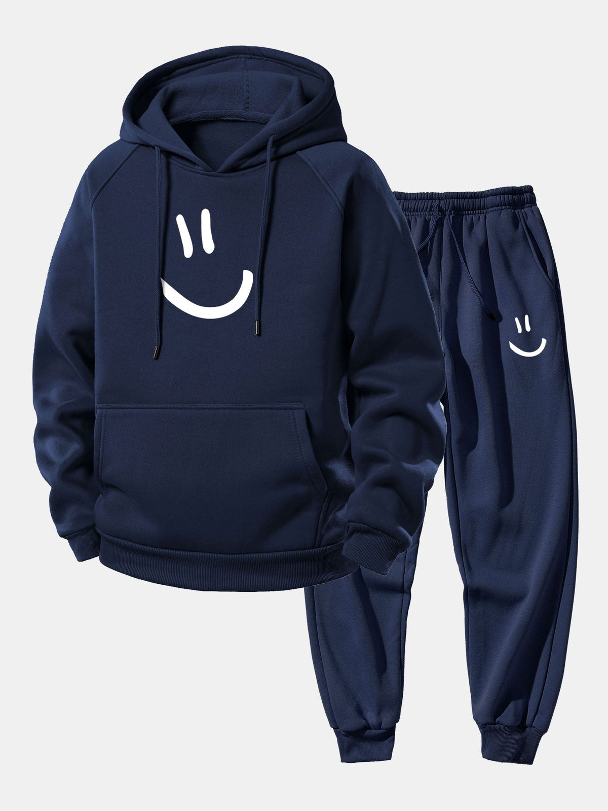 Men's Loose Fit Hoodie Tracksuit – Printed Polyester Set