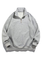 Men's Teddy Fleece Lined Half Zip Sweatshirt with Stand Collar