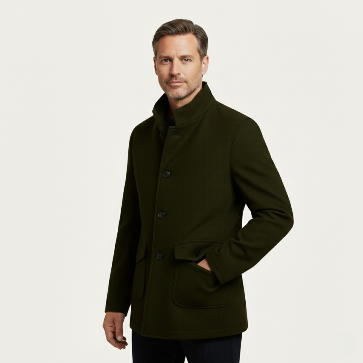 Men's Smart Tailored Wool-Blend Overcoat – Three Colours